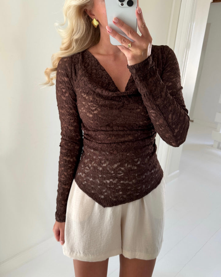 Vero Moda bluse talula ls boat chicory coffee - FORUDBESTILLING LEV. UGE 23