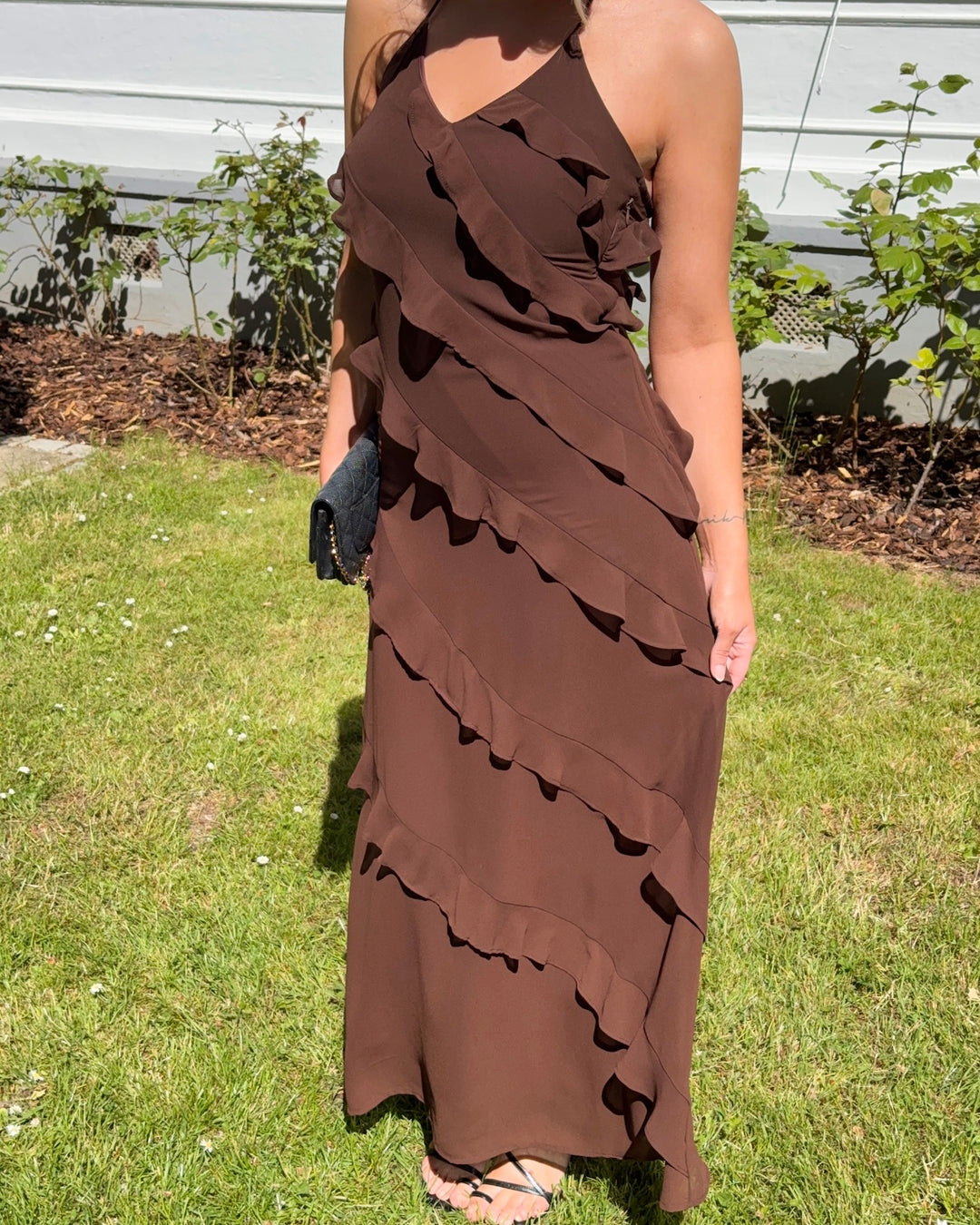 Vero Moda kjole marjorie sl flounce maxi chicory coffee