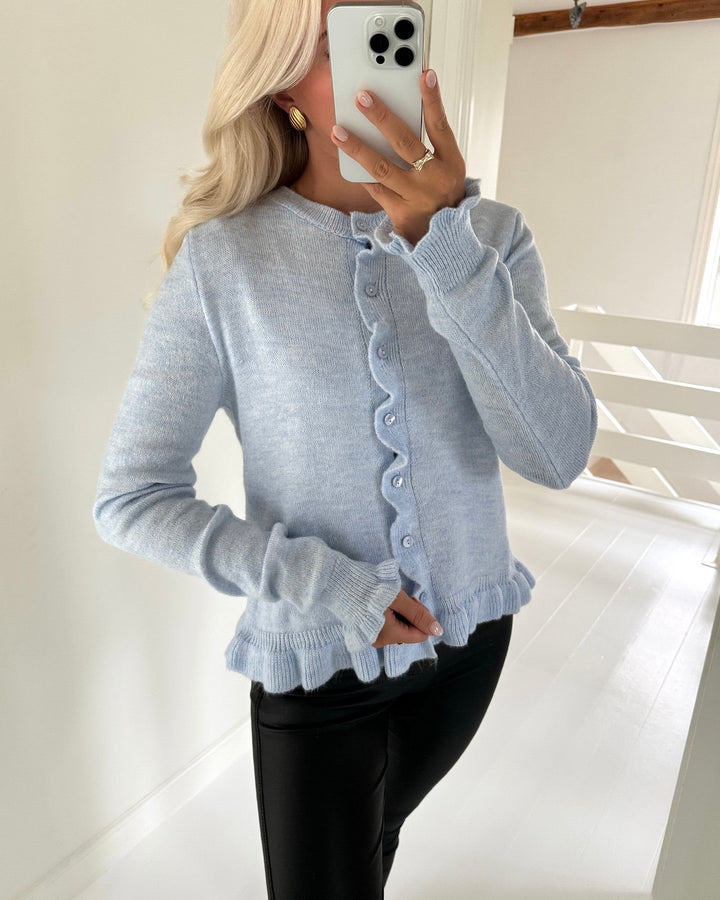 JDY cardigan letty l/s on frill knt cashmere blue/melange