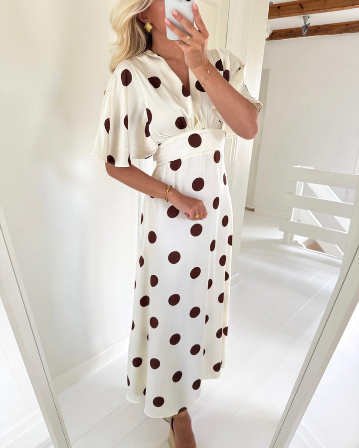 Sister's Point kjole gisela-dr34 cream/brown dots