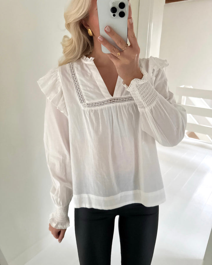 Only bluse idris ls frill cloud dancer