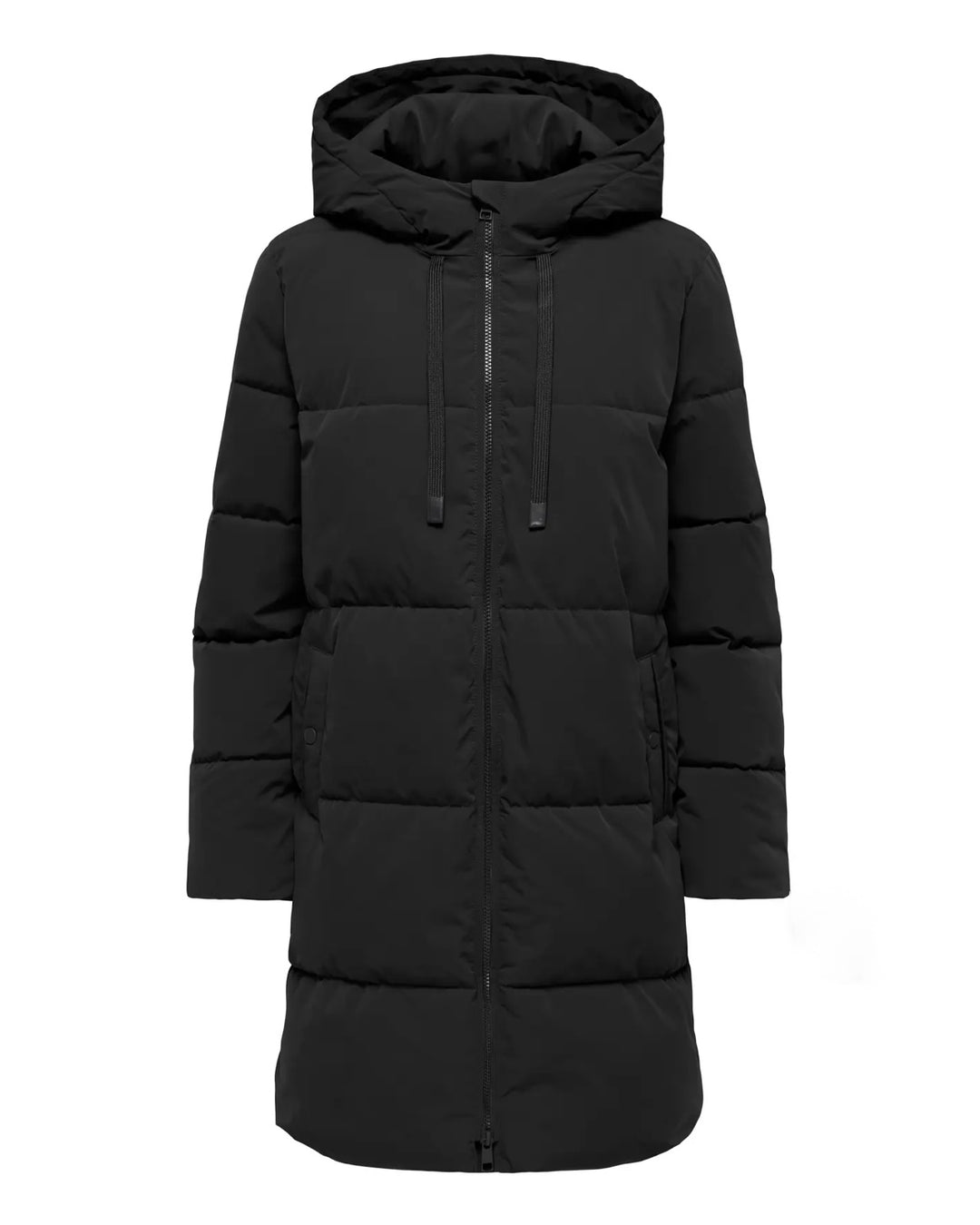 JDY jakke blair long hood puffer black contrast black