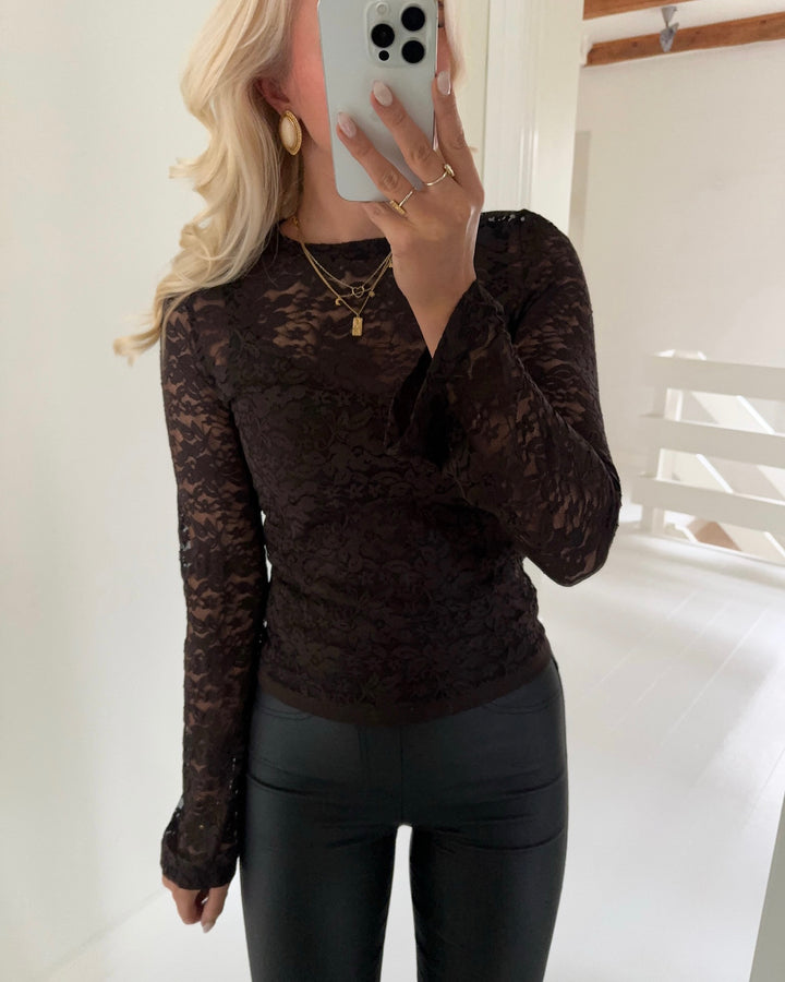 Vero Moda bluse kanya ls o-neck chocolate torte