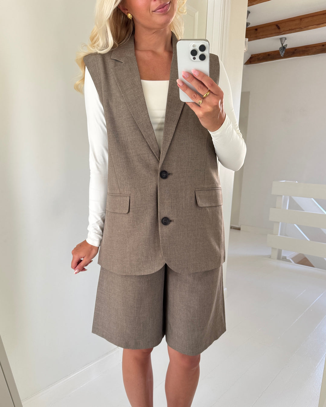 Only vest linda sl mel oversize waistcoat major brown melange