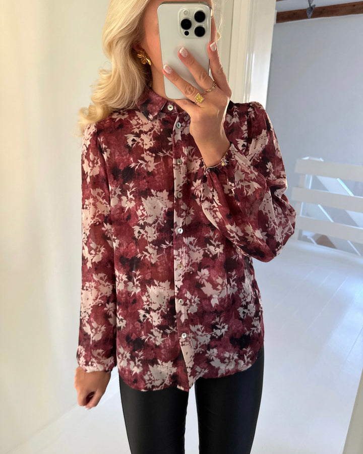 Sister's Point skjorte ebbey-sh90 bordeaux flower