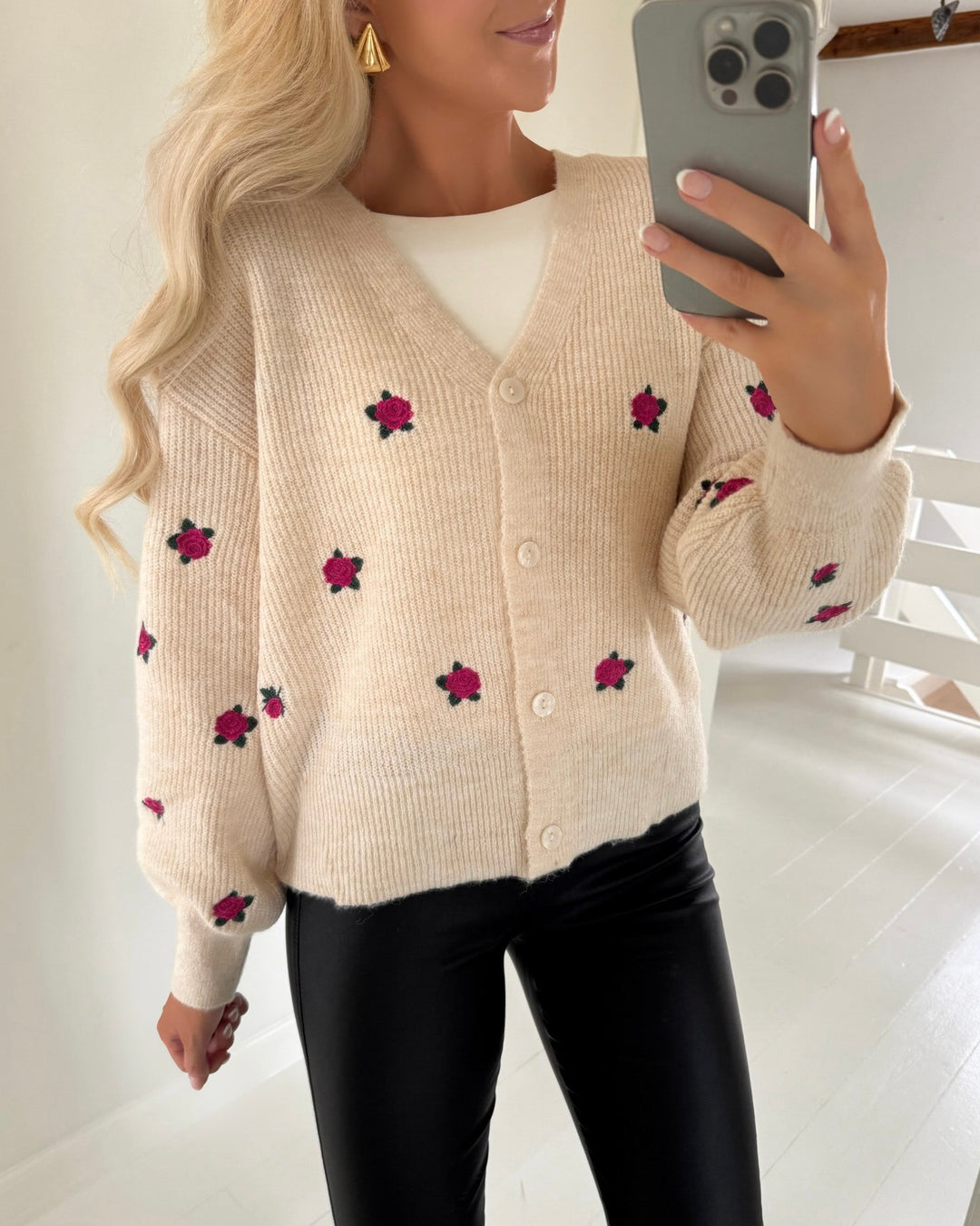 Y.A.S cardigan fleur ls knit s. noos birch/bouqet fl