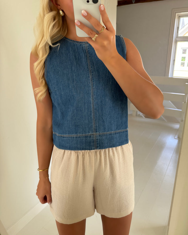 Vero Moda top jessica sl denim light blue denim