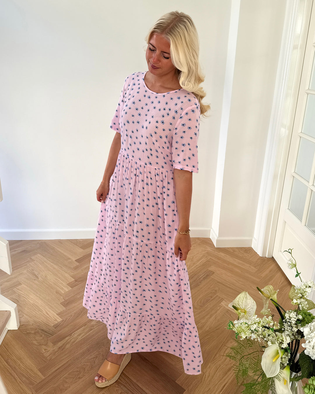 Pieces kjole evie ss ankle roseate spoonbill/flower