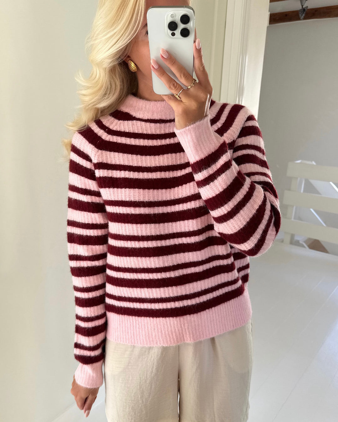 Sister's Point striktrøje hica-pu pink/bordeaux