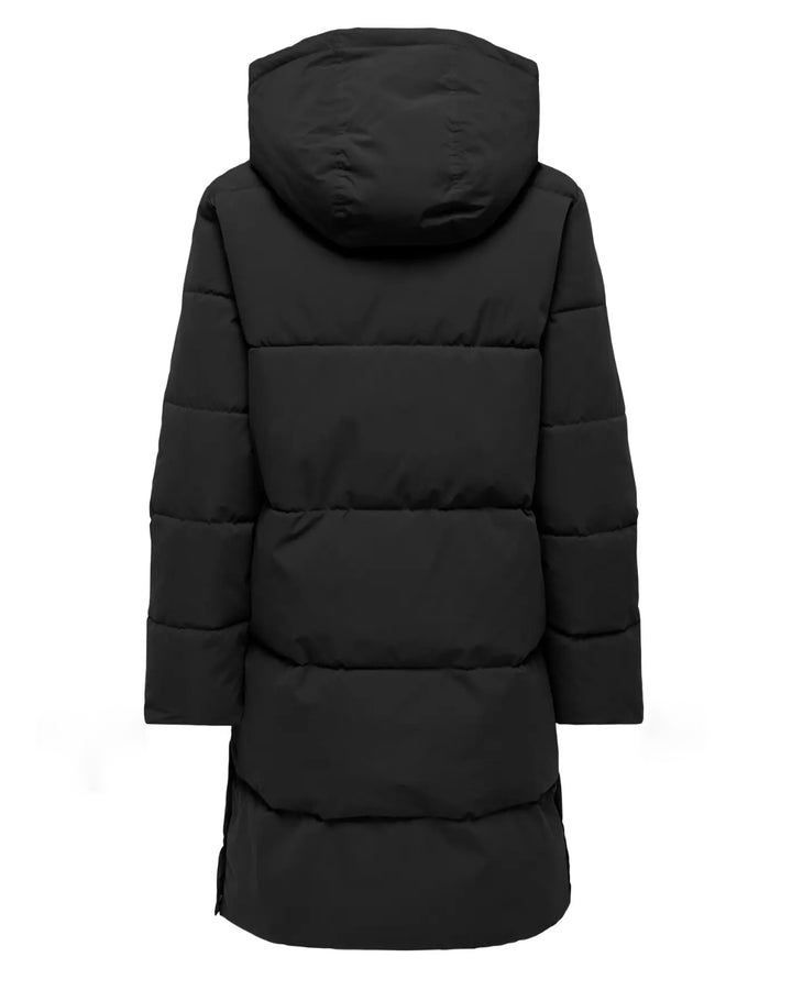 JDY jakke blair long hood puffer black contrast black