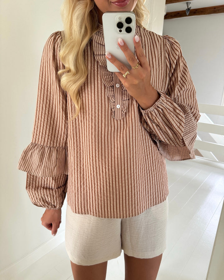 A-view bluse karin brown/white
