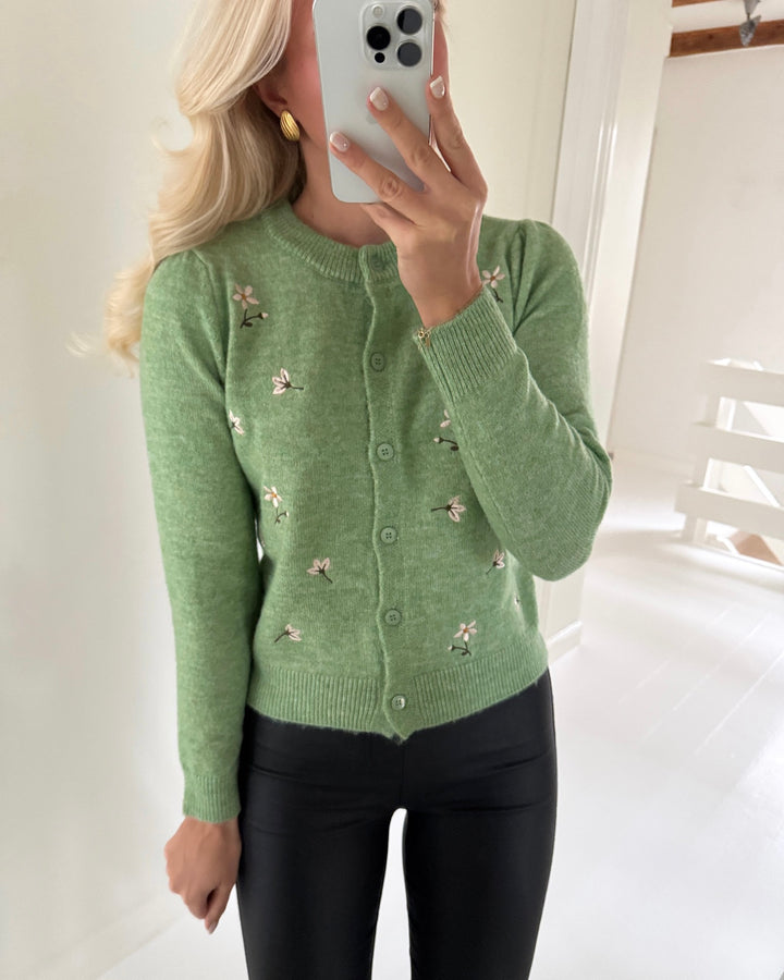 Vero Moda cardigan fiorella emb ls o-neck mistletoe/embroidery
