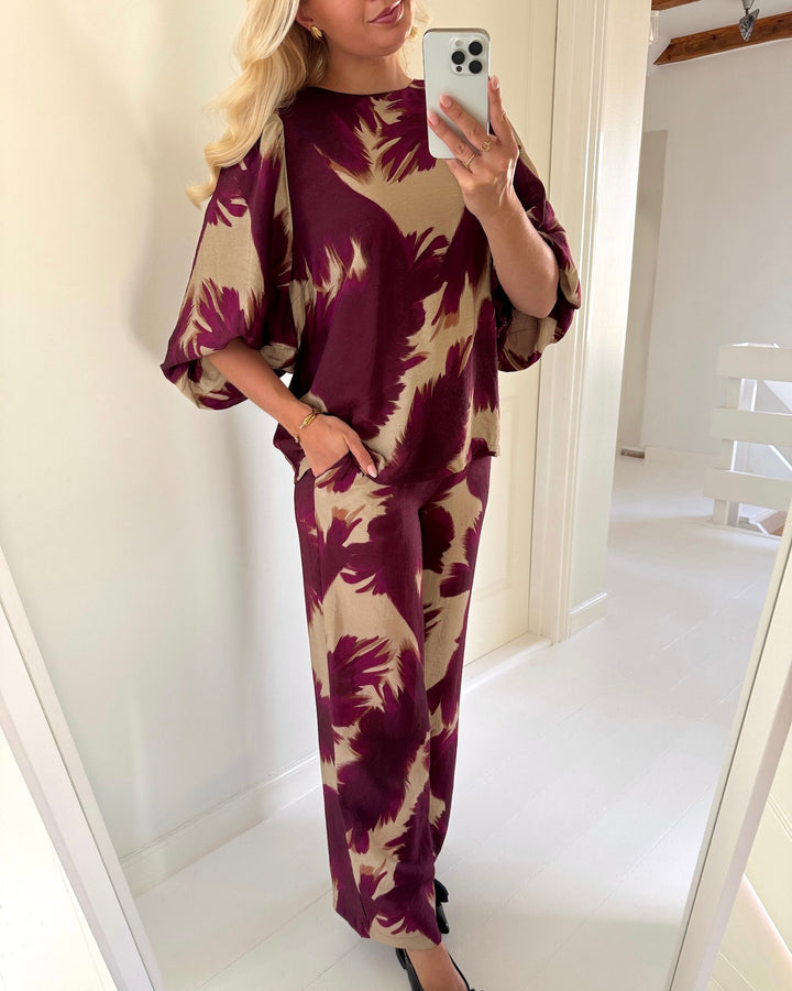 Love&Divine bluse love1647 bordeaux leaf