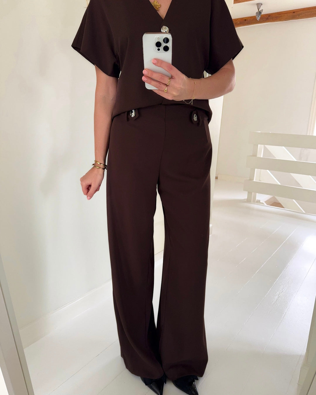 Y.A.S bukser rania hw straight coffee bean