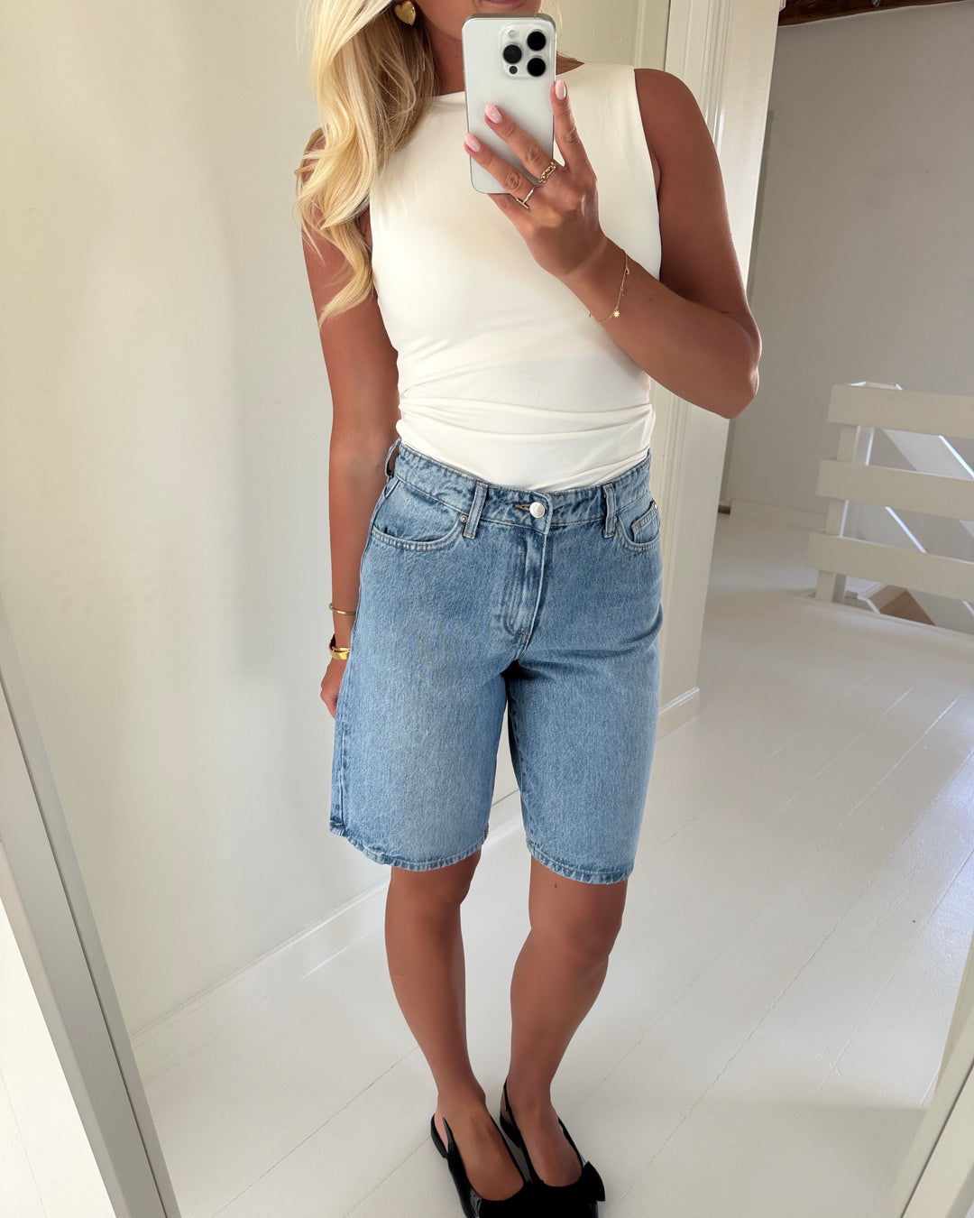Only shorts sonny hw wide denim light blue denim