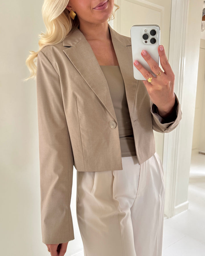 Pieces blazer rosa short greige