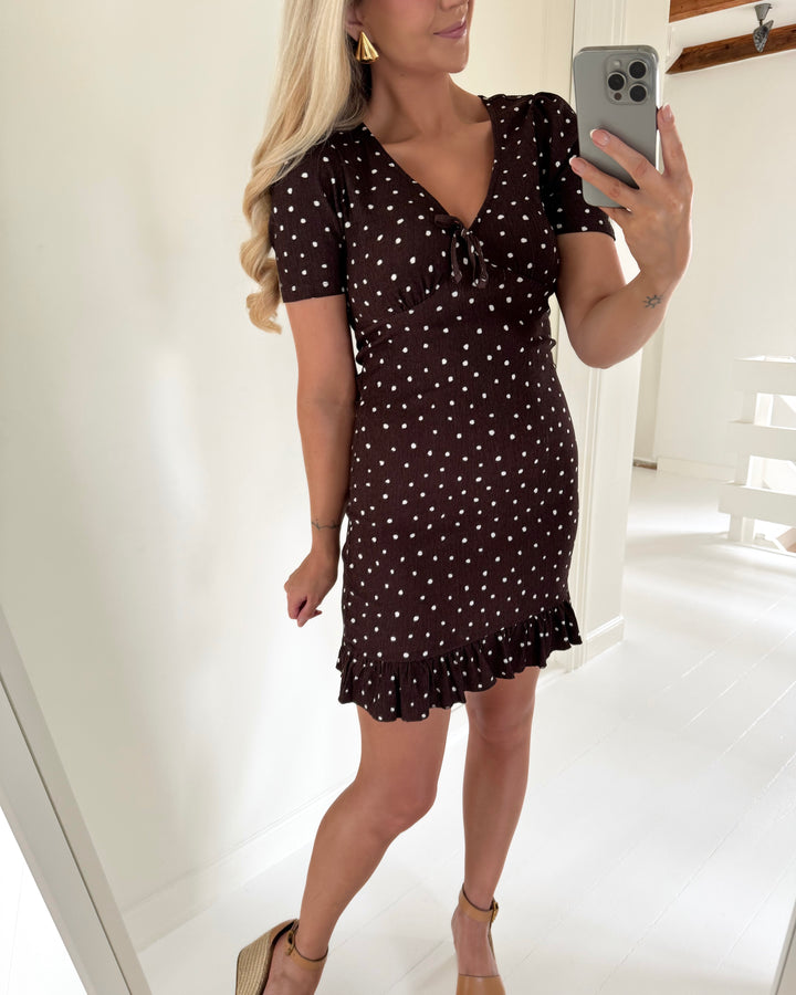 Only kjole molly ss v-neck shopping bag/cloud dancer dots