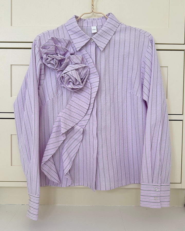 Y.A.S skjorte rosa ls orchid petal/w. stripes