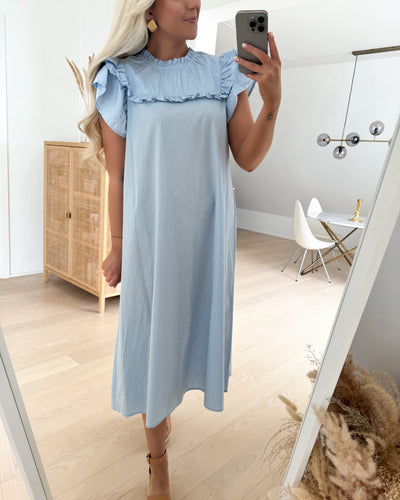 Vero Moda kjole siv c/s calf frill cashmere blue