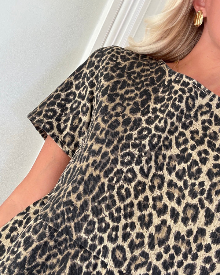 Pieces kjole salume denim white pepper/leo