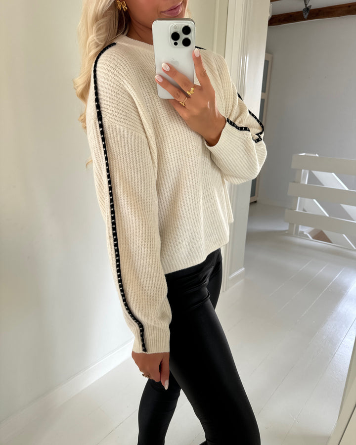 Vero Moda striktrøje zora ls o-neck birch/w. chocolate