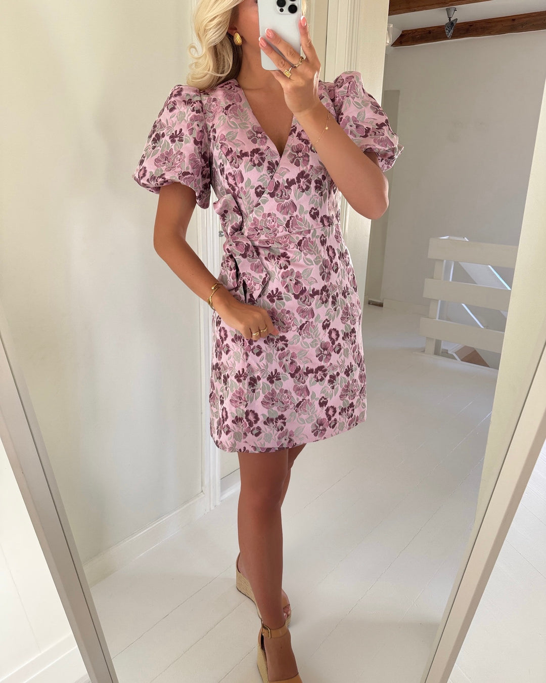 Y.A.S kjole tania ss wrap pink lady tania print