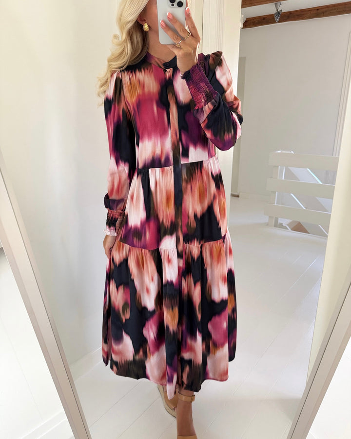 Y.A.S kjole asina ls long shirt black/mindy aop