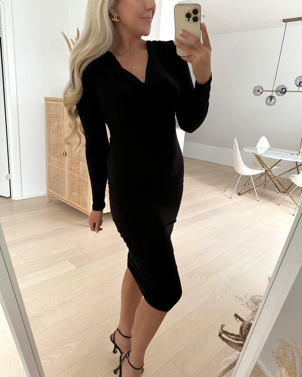 Kiara ls v-neck dress black
