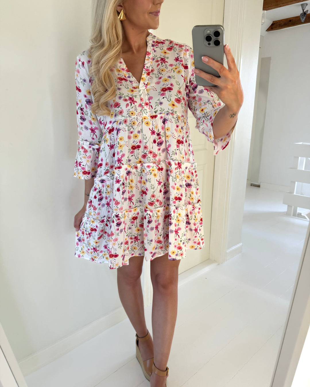 Vero Moda kjole easy joy 3/4 short cloud dancer lisa