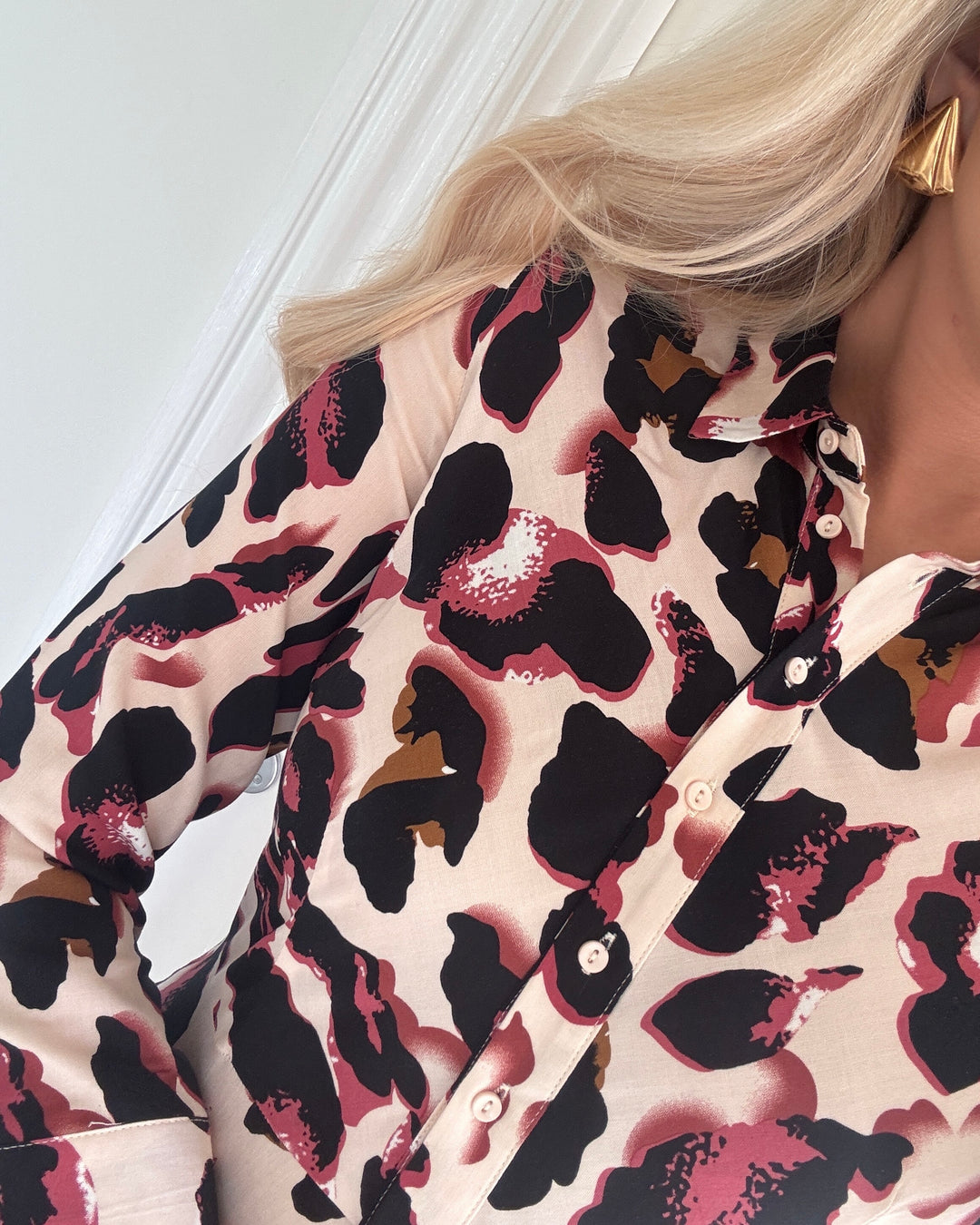 Y.A.S kjole savanna long shirt mellow rose/liro print