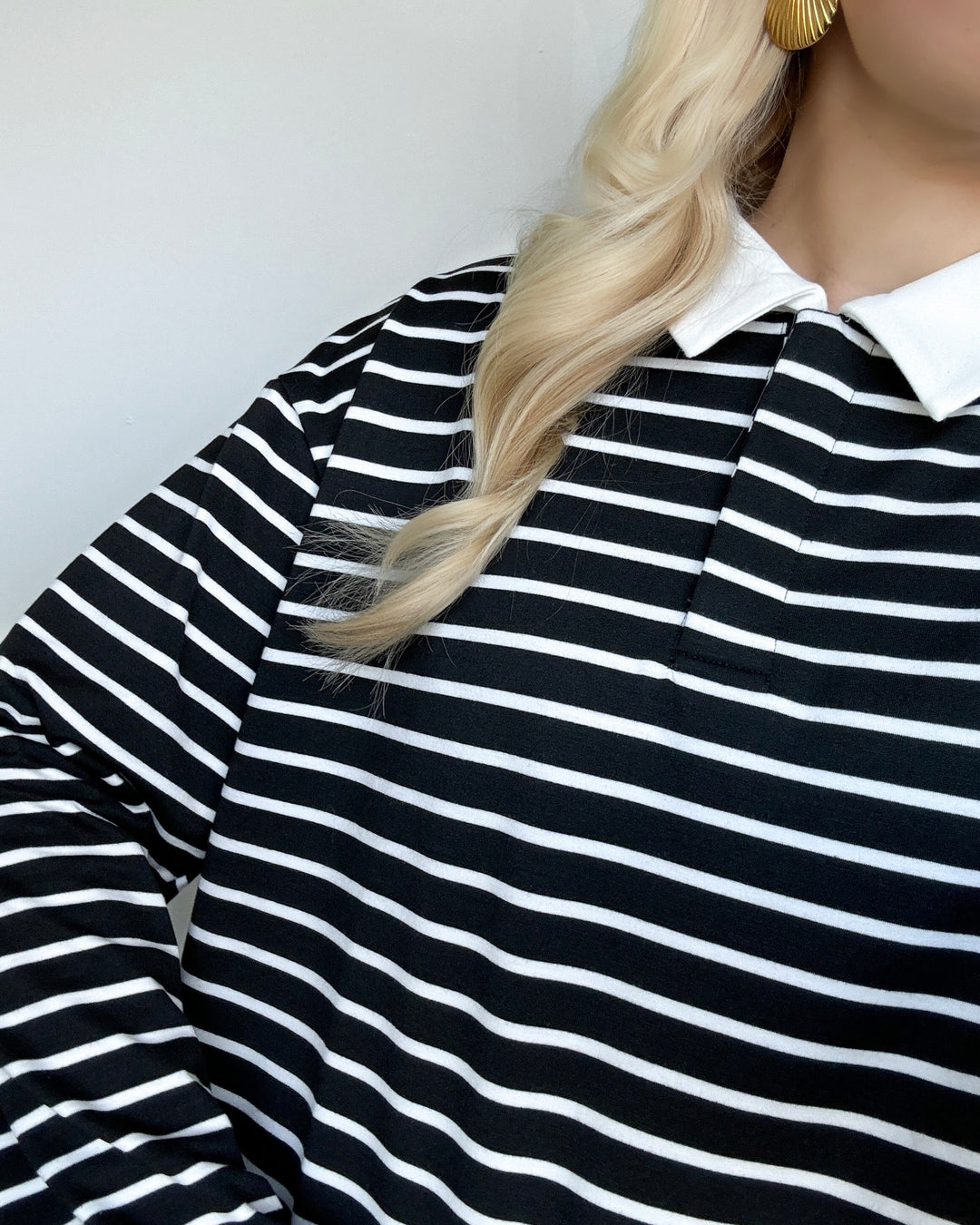 Vero Moda bluse alma ls striped polo black/white