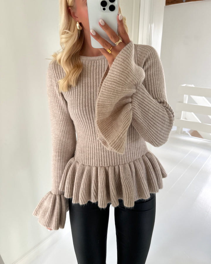 Vero Moda striktrøje georgia ls flare birch