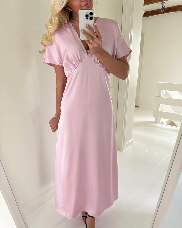 Y.A.S kjole satina ss ankle pink lady