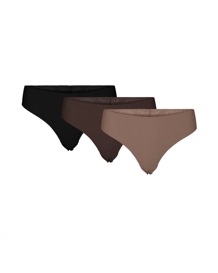 Vero Moda undertøj dikte lace brief 3-pack brown lentil/coffee bean/black