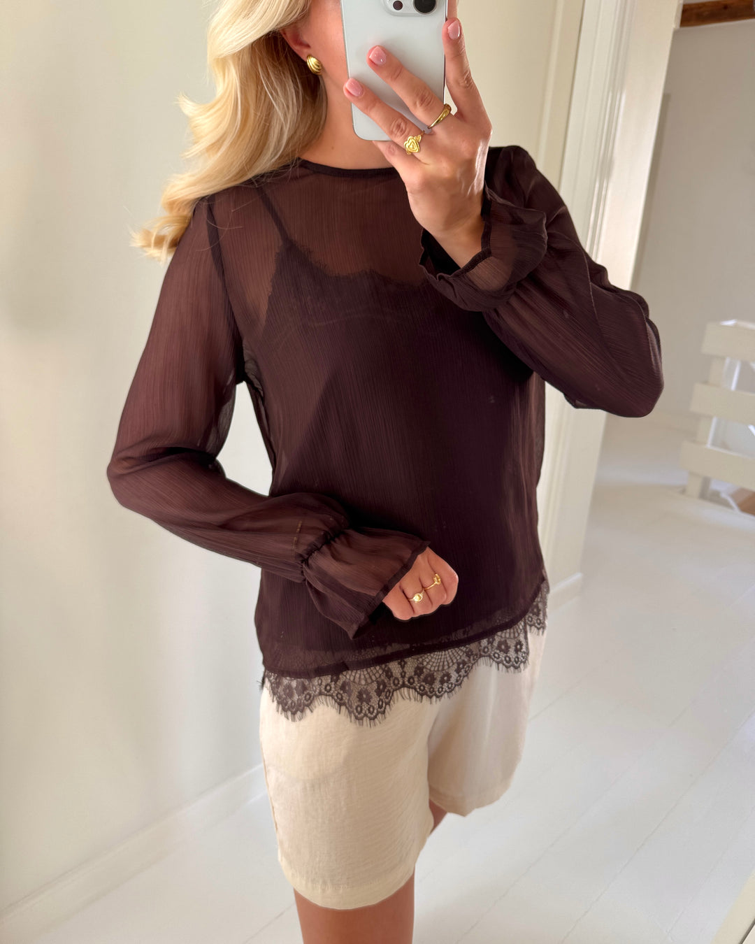Vero Moda top lalie ls lace chocolate torte
