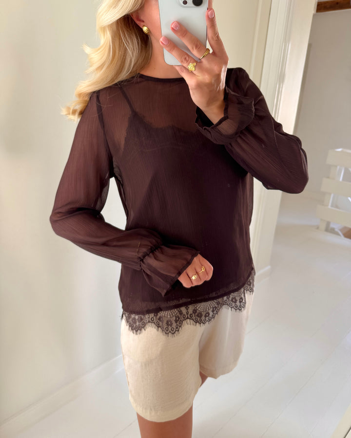 Vero Moda top lalie ls lace chocolate torte