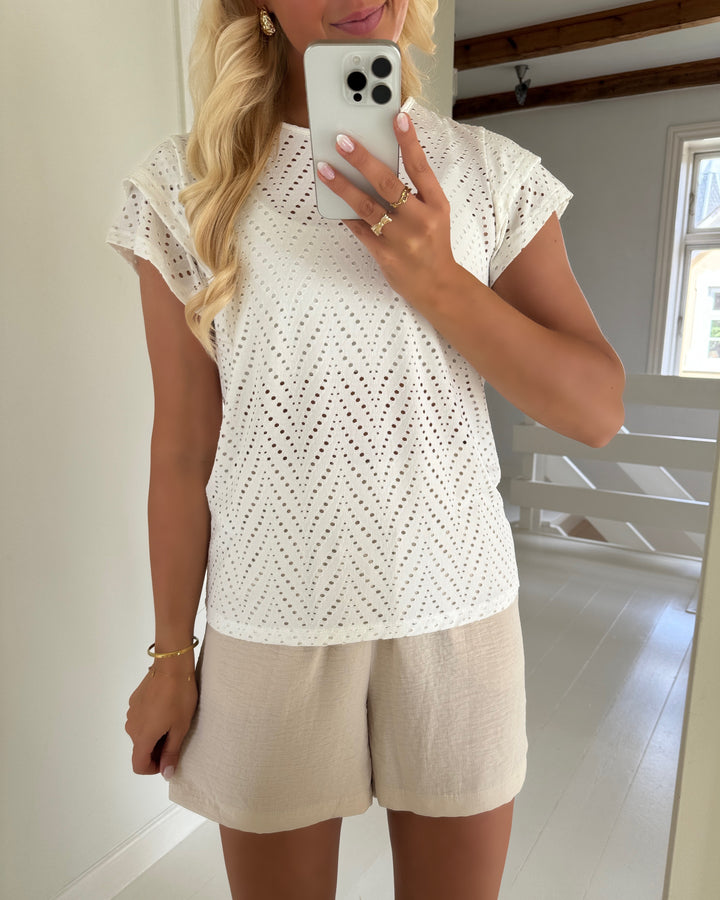 Only bluse smilla ss o-neck frill top cloud dancer/boho