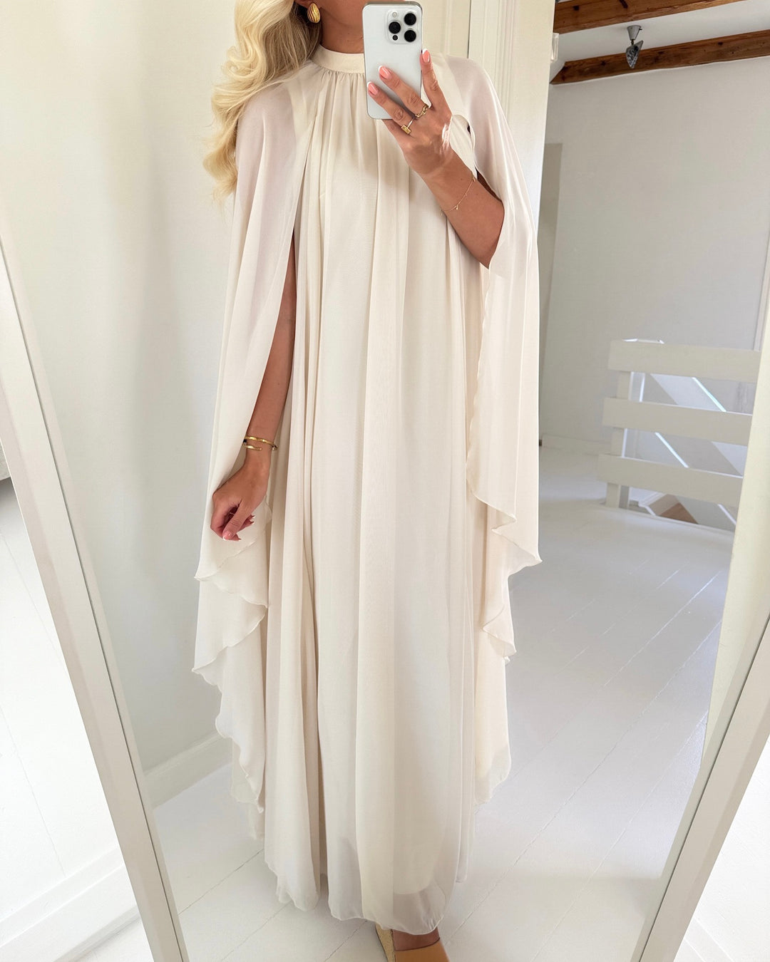Vero Moda kjole jasmine train sleeves maxi birch