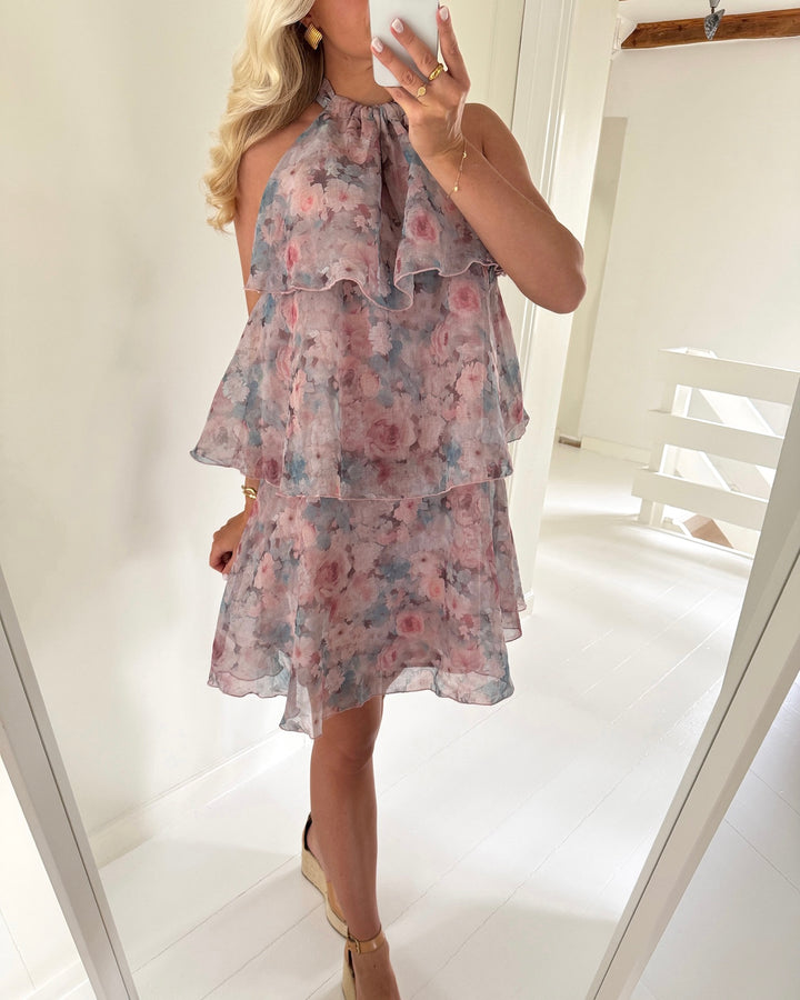 Vero Moda kjole sabrina sl short flounce burlwood/faded flower