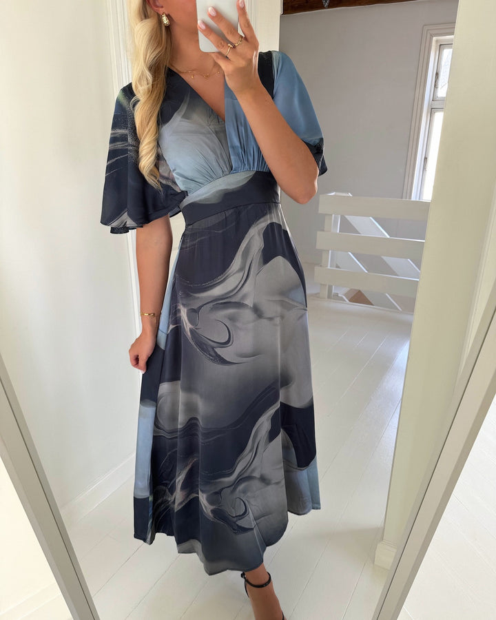 Sister’s Point kjole gisela dr17 grey/blue wave - FORUDBESTILLING LEV. UGE 32