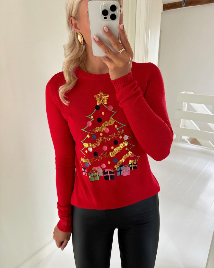 Vero Moda bluse christmastree ls o-neck chinese red