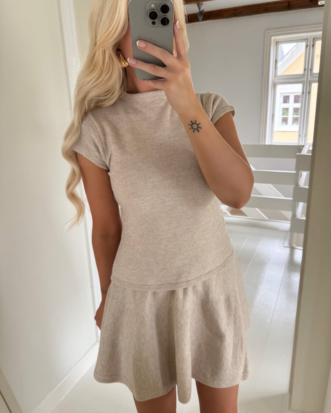 Pieces nederdel familla mw short knit d2d fsy silver gray/melange