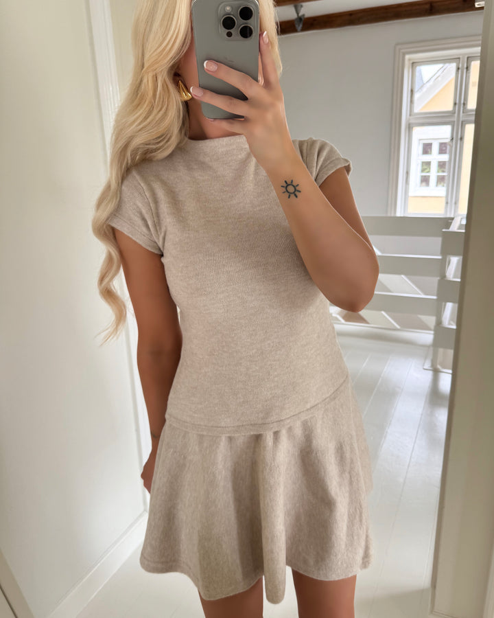 Pieces nederdel familla mw short knit d2d fsy silver gray/melange