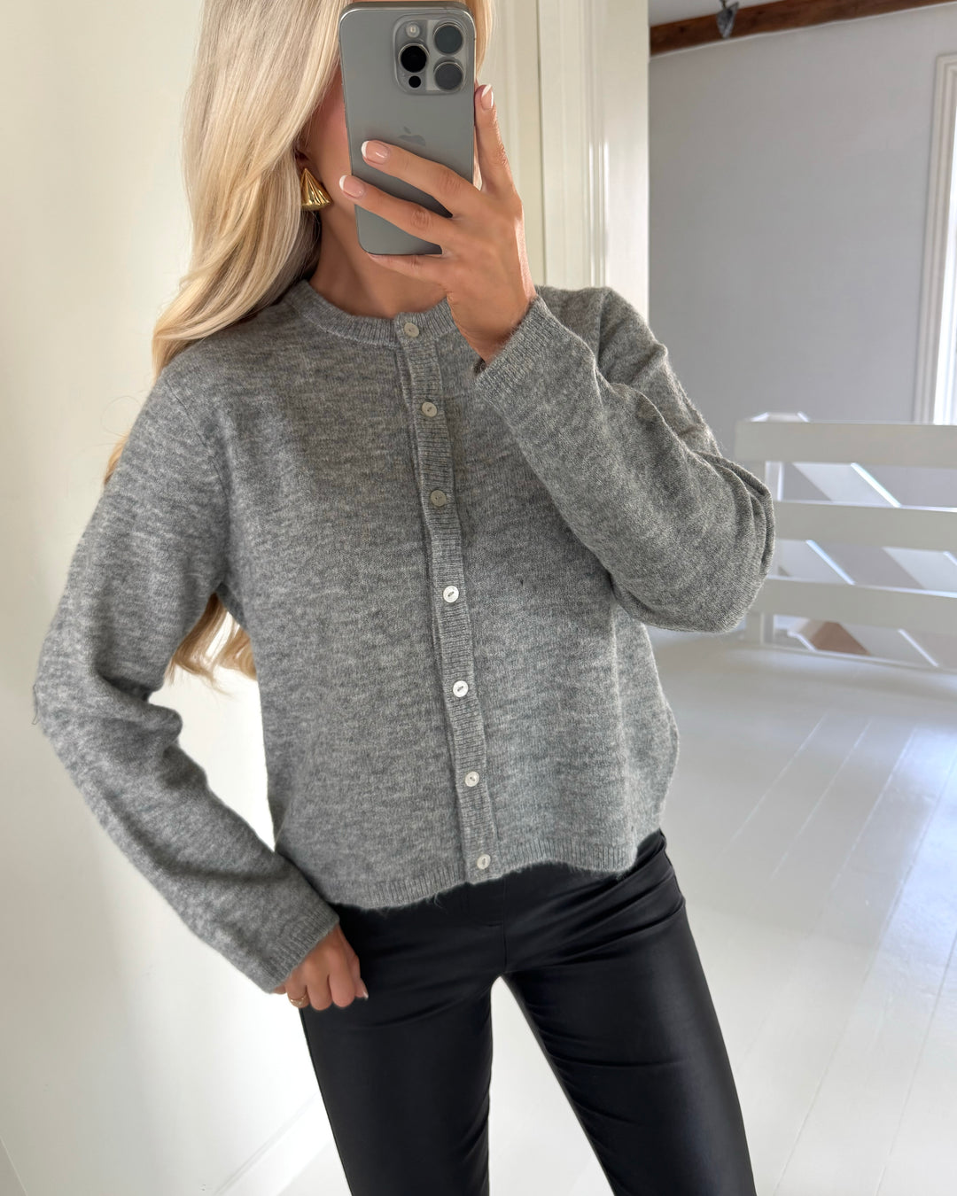 Only striktrøje simoni ls o-neck medium grey melange