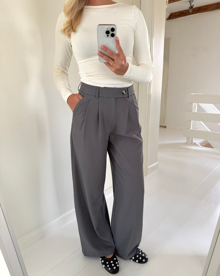 Only bukser miles pleat wide medium grey melange