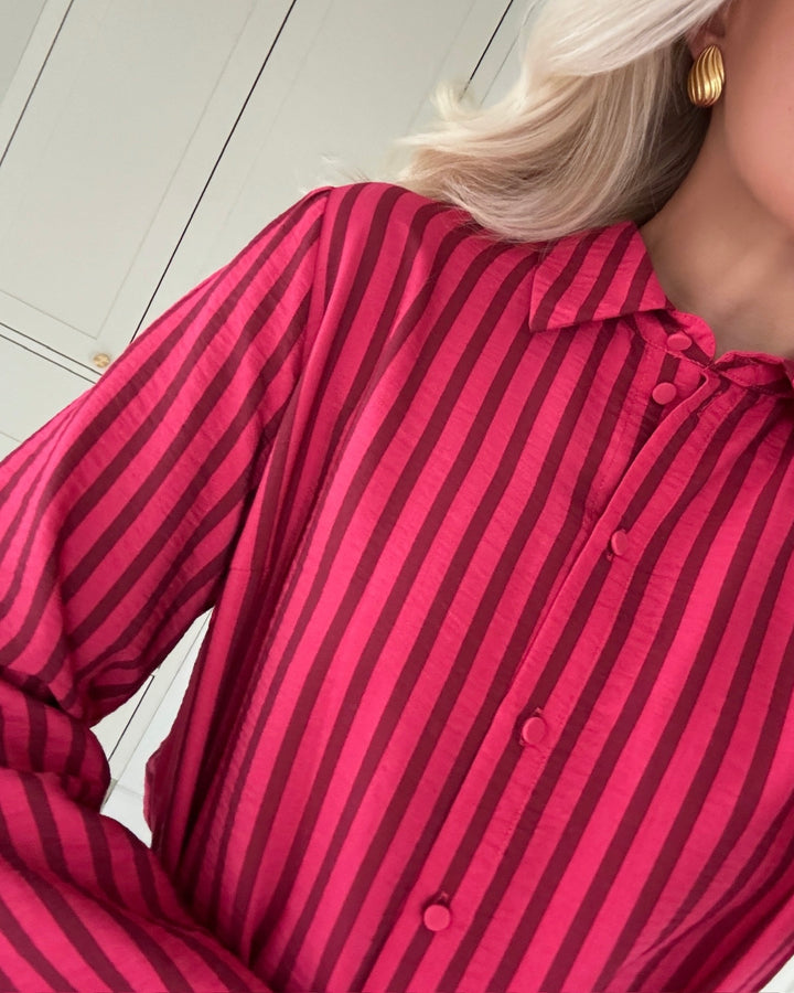 Y.A.S skjortekjole kaya ls long shirt rethink pink/tibetan red