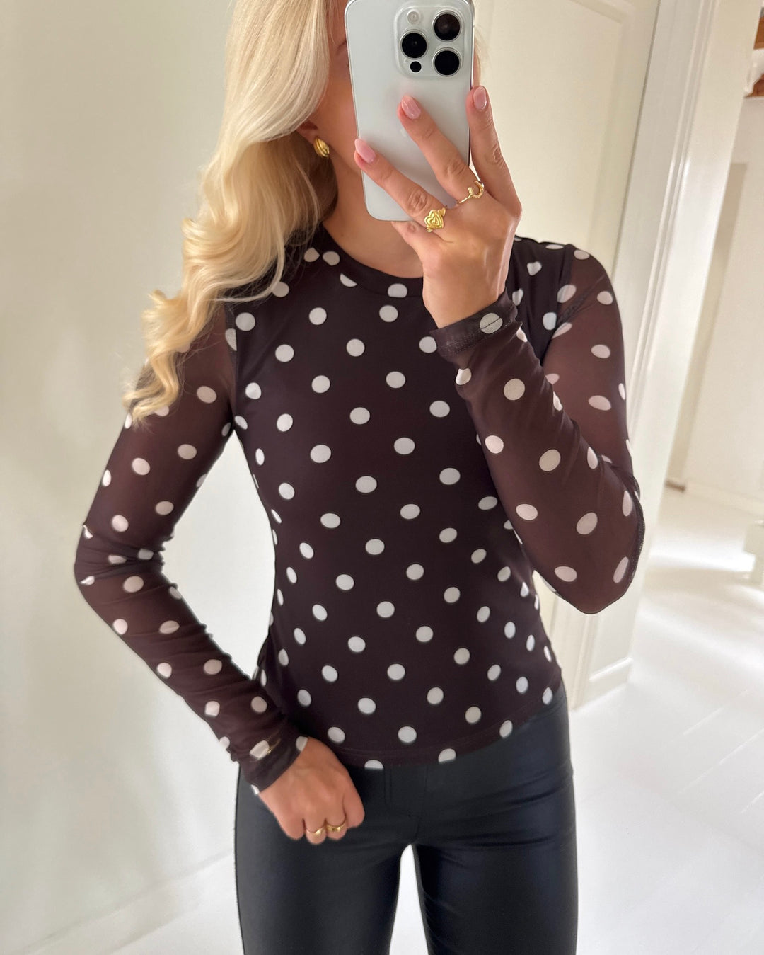 Only bluse nova ls mesh coffee bean 745 white dots