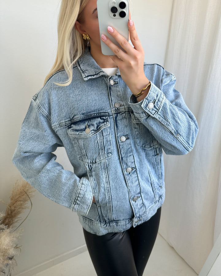 Vero Moda jakke tessa ls oversized denim light blue denim