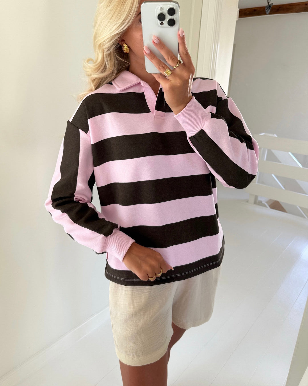 Pieces polo filucca ls loose delicioso pink tulle