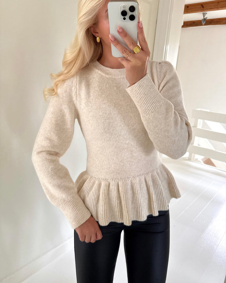 Vero Moda striktrøje modena ls highneck birch melange
